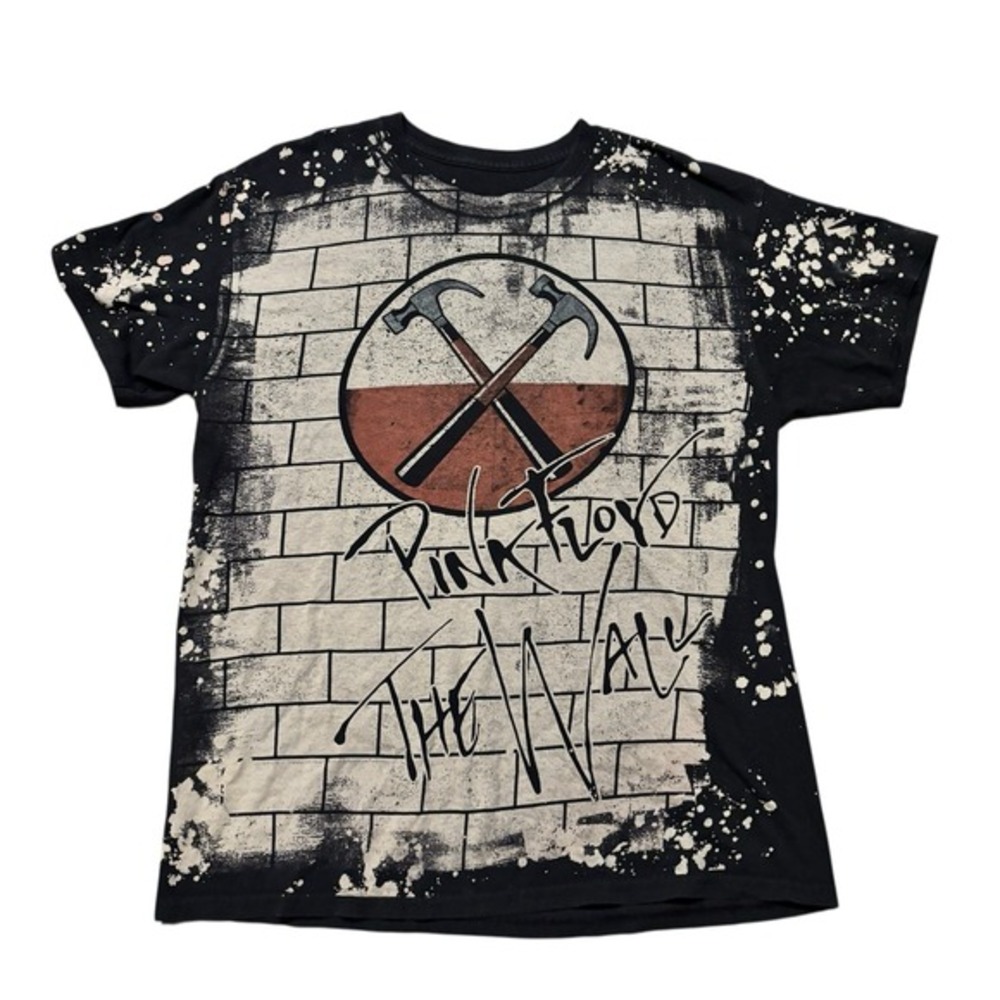 Pink Floyd The Wall T-Shirt Mens M Black All Over Print Distressed Rock Band Tee